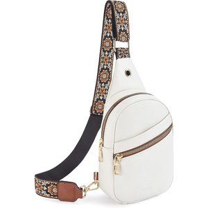 Women Beige Brown Telena Sling Crossbody Fashion Chest Bag with Adjustable Strap